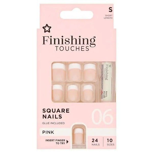 Superdrug Finishing Touches Fake Nails Short Pink w Glue