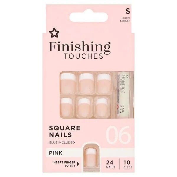 Superdrug Finishing Touches Fake Nails Short Pink w Glue
