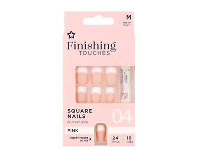 Superdrug Finishing Touches Fake Nails Medium Pink w Glue